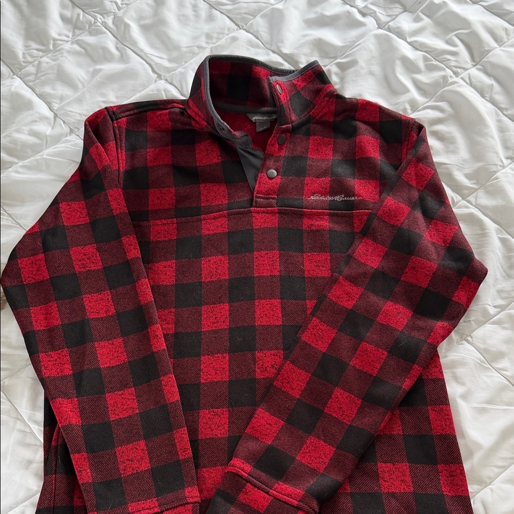 Eddie Bauer Red and Black Checkered Pullover